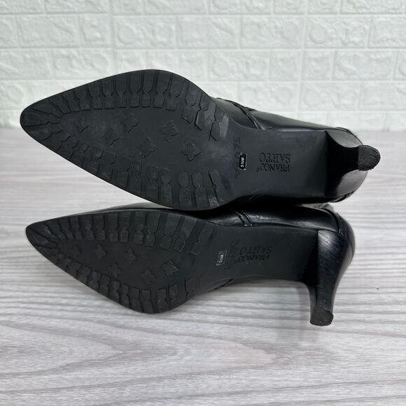 Franco Sarto Ankle Boots WMNS 5.5M Black Leather Side Zip Stiletto Pointed Toe - Picture 6 of 11